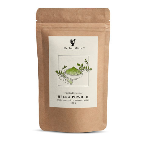Herbal Mitra Natural Henna Hair Colour Powder | Women & Men | For Shine & Nourish, Enriched Pure Heena | Paraben, Chemical & Sulphate Free | Eco-Friendly Paper Pouch (200 gm)
