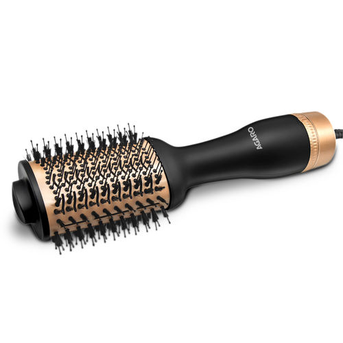 AGARO HV2179 Hot Air Brush for Hair, Blow Dryer Brush, Volumizer & Styler, 360° Airflow Vent, Oval Barrel for Hair Volume, Charcoal Bristles, Ceramic Coating Brushing Head, 1200W, Gold & Black - 1 pc