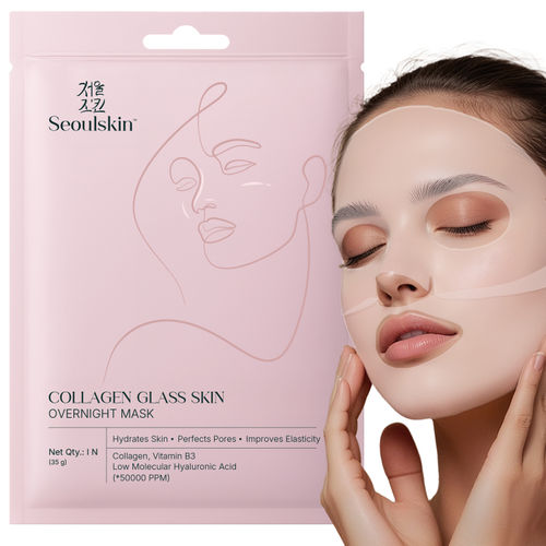 SeoulSkin Collagen Glass Skin Overnight Mask - Korean Collagen Face Mask with Low Molecular Collagen & Hyaluronic Acid, Pore Perfecting & Hydrating, Paraben-Free, For All Skin Types (1 pc)