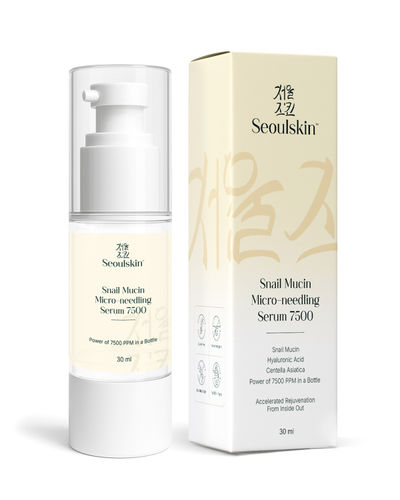 Seoulskin Snail Mucin Micro-needling Serum 7500 PPM - Powerful Hydration with Hyaluronic Acid & Centella Asiatica - Accelerated Rejuvenation, Cruelty-Free & Non-Comedogenic for All Skin Types (30 gm)