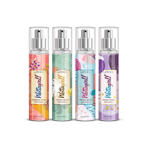 Layer'r Wottagirl! Body Splash Spray for women | 25 ml * Pack of 4 | Gift for her