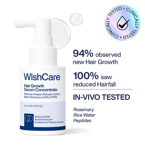 WishCare Hair Growth Serum Concentrate|In-Vivo Tested|3%Resdensyl 4%Anagain 2%Baicapil Rosemary & Rice Water|Easy to Use|Lightweight & Non-sticky|Boosts Hairgrowth|Visible Hair Growth in 3 months|30 ml