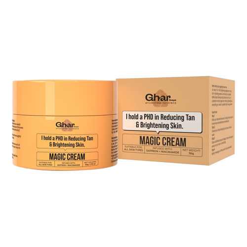 Ghar Soaps Magic Cream with Saffron & Niacinamide for De-Tan & Skin Brightening 50 gm