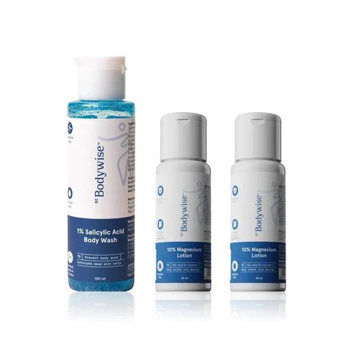 Be Bodywise Mini Recovery Kit - 10% Magnesium Body Lotion (2 x 30 ml) + 1% Salicylic Acid Body Wash (100 ml) Combo of 2
