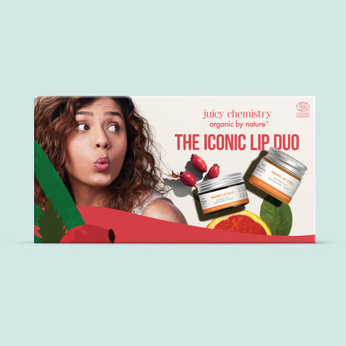 Juicy Chemistry Iconic Lip Duo Kit - Blood Orange & Rosehip Lip Scrub, 10 gm + Lip Balm, 5 gm | Smooth, Soft & Plump Lips | Exfoliates, Repairs & Moisturises| Reduces Lip Pigmentation