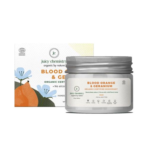 Juicy Chemistry Blood Orange & Geranium Organic Deodorant Jar, 25 gm | Deo for Women & Men | Brightening Deodorant Jar & Body Perfume | Reduces Pigmentation | Long Lasting Citrus Fragrance | Safe for Sensitive Skin