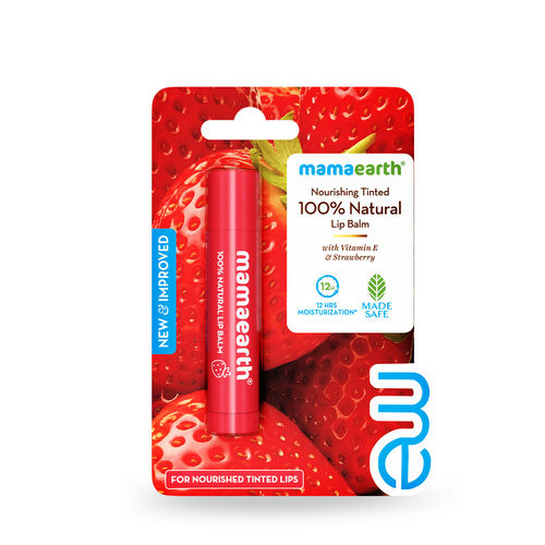 Mamaearth Nourishing Tinted 100% Natural Lip Balm with Vitamin E and Strawberry for Dry & Chapped Lips - 4 gm