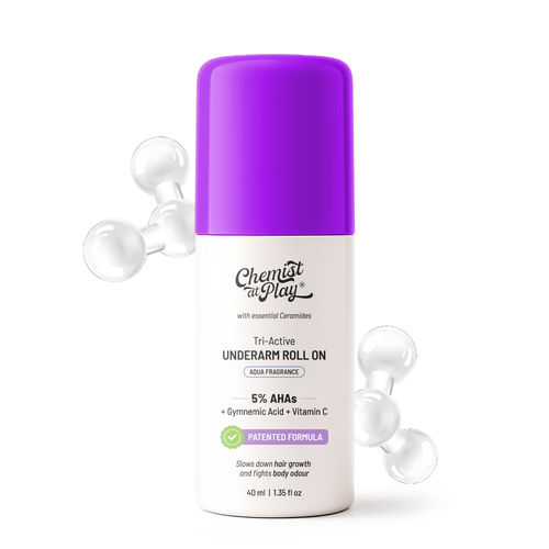 Chemist At Play's Tri-Active Underarm Roll On | Slows Down Hair Growth | 40 ml