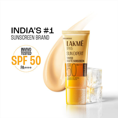 Lakme Tinted Sunscreen with Niacinamide for Even Tone Skin, SPF 50 PA++++, No White Cast, 50 ml