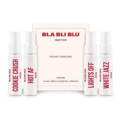 Blabliblu IGNITION Pocket Parfum Trial Set for Women|4 x7 ml|Floral & Fruity|Long Lasting Perfume - Combo of 4