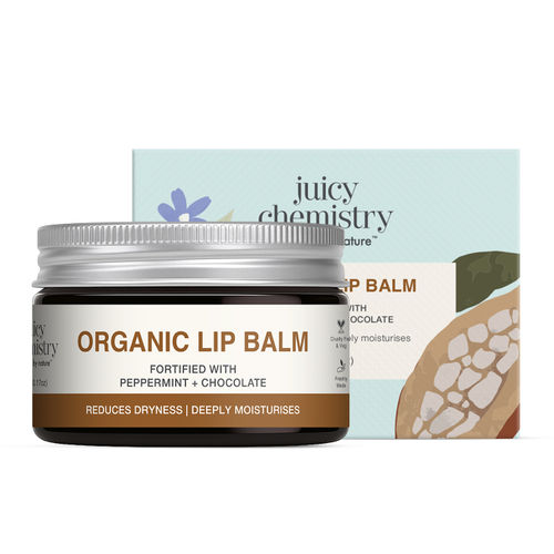 Juicy Chemistry Organic Lip Balm with Peppermint + Chocolate, 5 gm | Deeply Moisturising & Nourishing Lip Care | Improves Lip Texture | Soft, Supple & Healthy Lips | Overnight Lip Mask | Dermatologically Tested