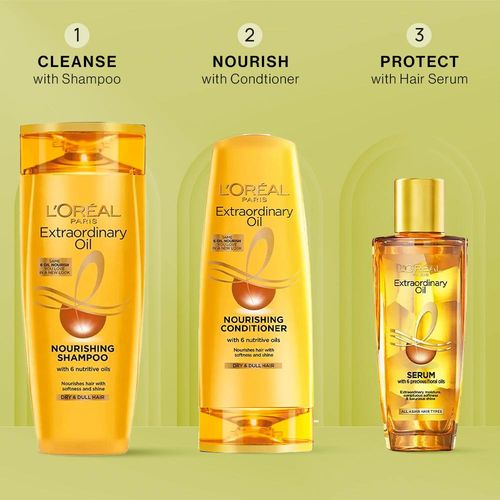 L'Oreal Paris Ultimate Oil Nourish Trio (6 Oil Nourish Shampoo (180 ml) 6 Oil Nourish Conditioner (180ml)Extraordinary Oil Serum (30 ml))