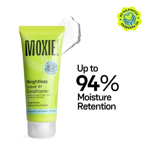 Moxie Beauty Weightless Leave In Conditioner | For Wavy Indian Hair | Up to 94% Moisture Retention | Anti-Frizz Lightweight Formula | 50 ml, Pack of 1
