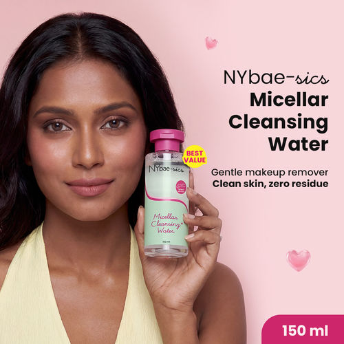 NY Bae-sics Micellar Cleansing Water | With Hyaluronic Acid + Aloe Vera | One-Step Makeup Remover | Cleanses Makeup, Oil & Impurities | Non-Sticky & No Rinse| For All Skin Types | 150 ml