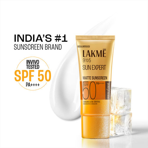 Lakme Sunscreen For Bright Skin, SPF 50 PA++++, Water Light, Niacinamide, In Vivo Tested, 50 ml