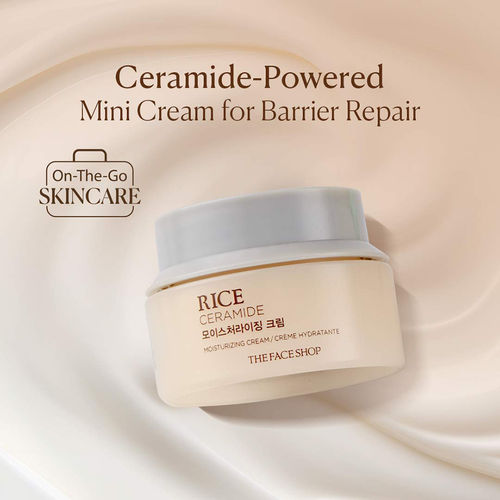The Face Shop Ceramide & Rice Moisturizer - Korean Day Cream for Barrier Repair & Glass Skin (10 ml)