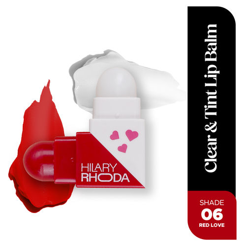 Hilary Rhoda Clear & Tint Lip Balm | Infused with Aloe Vera & Shea Butter | Hydrates & Nourishes Lips | 2 Sided Lip Balm | Glides on lips Smoothly -2.27 gm*2 (Red Love - Shade 06)