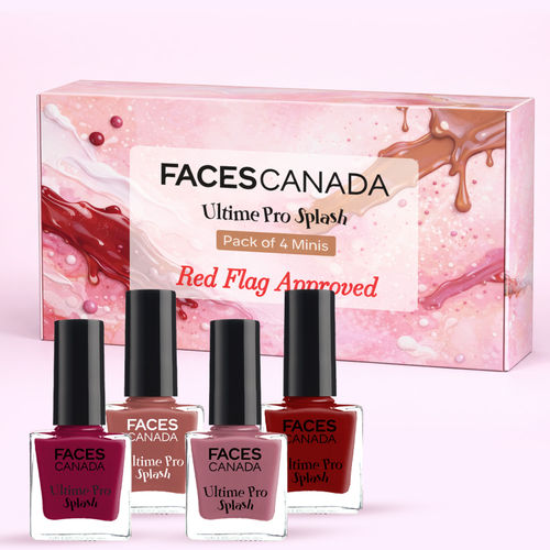 FACES CANADA Ultime Pro Splash Nail Enamel Pack of 4 Minis - Red Flag | Long-Lasting | Chip-Resistant Wear | Quick-Dry Formula | Smooth & Glossy Finish