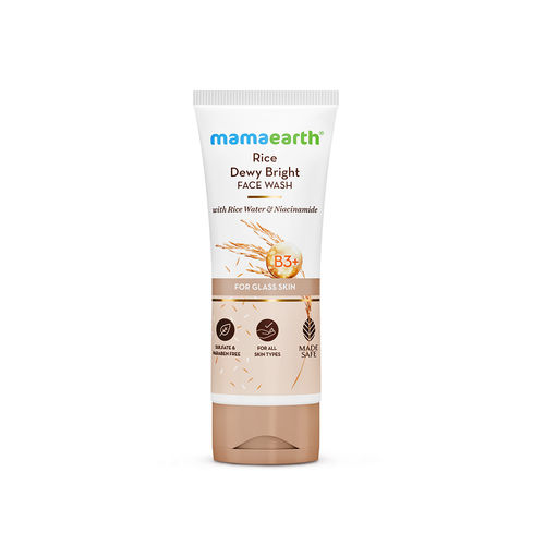 Mamaearth Rice Face Wash With Rice Water & Niacinamide for Glass Skin - 100 ml | For Hydrated, Even Skin Tone | Glowing & Brightened Skin | Korean Skin Care Products | For All Skin Types