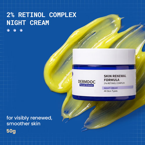 DermDoc 2% Retinol Complex Skin Renewal Formula Anti-Ageing Night Cream | Reduces Fine Lines & Wrinkles | With Niacinamide & Hyaluronic Acid | Lightweight Formula | All Skin Types | 50 gm