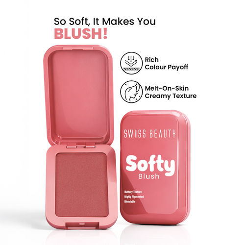 Swiss Beauty Softy Blush | Buttery Texture | Blendable | Highly Pigmented - 7 gm, Raspberry