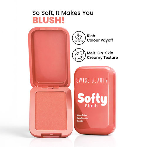 Swiss Beauty Softy Blush | Buttery Texture | Blendable | Highly Pigmented - 7 gm, Peach