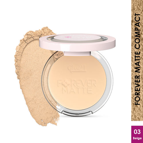 Glam 21 Forever Matte Compact |HD Matte Finish| Evens Out Complexion | Hides Imperfections |Stays up to 12 hrs | Lightweight formula | Sweat Proof- Beige 9 gm