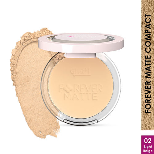 Glam 21 Forever Matte Compact |HD Matte Finish| Evens Out Complexion | Hides Imperfections |Stays up to 12 hrs | Lightweight formula | Sweat Proof - Light Beige 9 gm