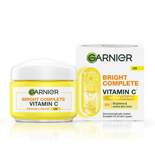 Garnier Skin Naturals Bright Complete Vitamin C Serum UV Cream, Vitamin C Day Cream for Sun Protection and Skin Brightening - Suitable For all Skin Types, 45 gm