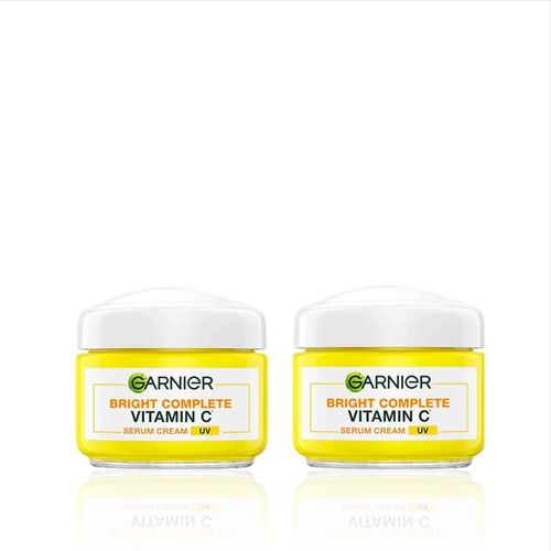 Garnier Skin Naturals Bright Complete Vitamin C Serum (Pack of 2) - UV Cream Vitamin C Day Cream for Sun Protection and Skin Brightening - Suitable For all Skin Types 45 gm