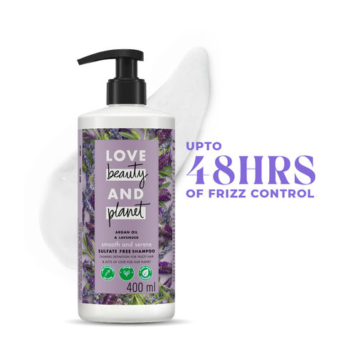 Love Beauty Planet Argan Oil and Lavender Sulfate Free Smooth and Serene Shampoo, 400 ml