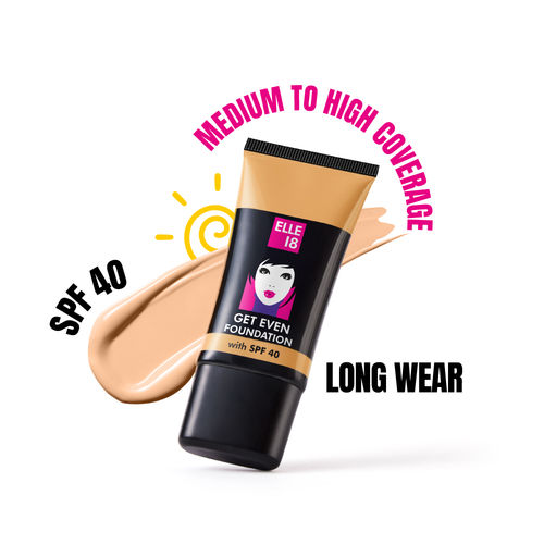 Elle18 Get Even Foundation, Natural Marble, Matte Finish with SPF 40, Infused with Vit E| 27 ml