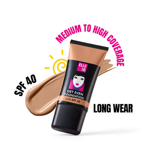 Elle18 Get Even Foundation, Neutral Honey, Matte Finish with SPF 40, Infused with Vit E| 27 ml