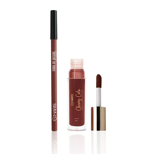 MARS Lip Combo - MARS Candylicious Sheer Lip Gloss for Women Cherry Cola , MARS Edge of Desire Matte Lip Liner DEEP DAWN Combo of 2