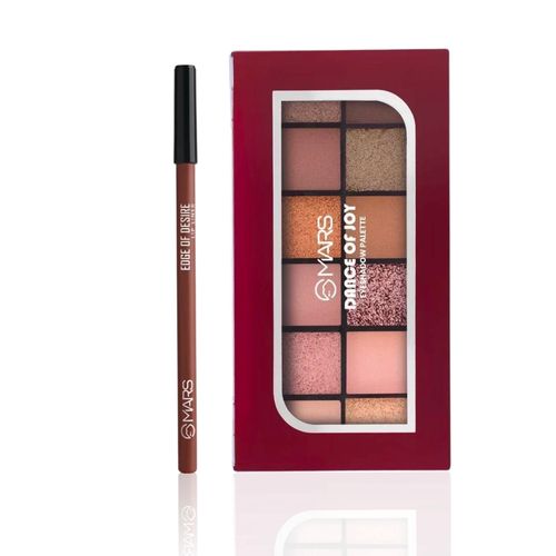 MARS Complete Look Duo - MARS Edge of Desire Matte Lip Liner 1.4 gm Deep Dawn , MARS 12 Shades Dance of Joy Eyeshadow Palette 13.2 gm Combo of 2