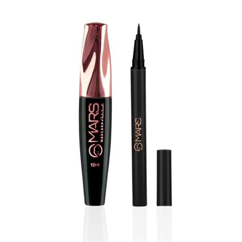 MARS Eye Glam Duo - MARS Fabulash Volumising Mascara 12 ml Black , MARS City Stroke Charming Eyes Liquid Eyeliner 1 ml Black Combo of 2