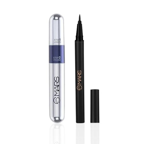 MARS Signature Eye Combo - MARS Double Trouble Volumizing and Lengthening Mascara 15 ml Black , MARS City Stroke Charming Eyes Liquid Eyeliner 1 ml Black Combo of 2