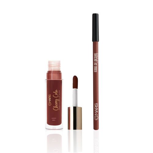 MARS Glossy Lip Combo - MARS Candylicious Sheer Lip Gloss for Women 4 ml Cherry Cola , MARS Edge of Desire Matte Lip Liner SCANDALOUS BROWN Combo of 2