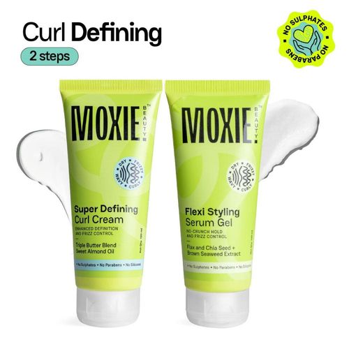 Moxie Beauty Curly Vibe Setter Duo - Defining Curl Cream ( 120 ml) & Styling Serum Gel ( 120 ml) for Curly Hair Combo of 2