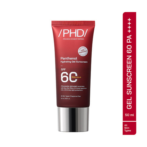 Proven Honest Derma (PHD) Panthenol Gel Sunscreen SPF 60 PA++++ | Hydrating & Lightweight - 50 ml