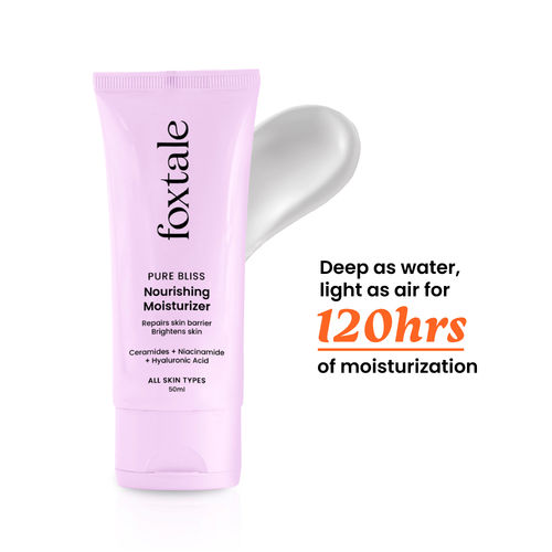 Foxtale Nourishing Ceramide Face Moisturizer with Niacinamide for 100 Hr Hydration, Lightweight & Non-Sticky, For Soft & Glowing Skin, Men & Women, All Skin Types, 50 ml