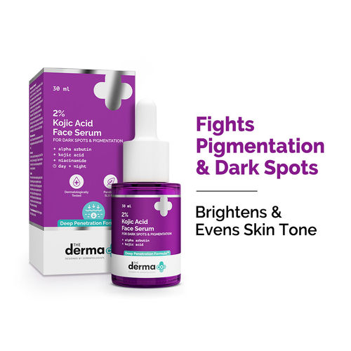 The Derma Co 2% Kojic Acid Face Serum I With 1% Alpha Arbutin & Niacinamide | Reduces Dark Spots, Pigmentation & Blemishes | For All Skin types | 30 ml