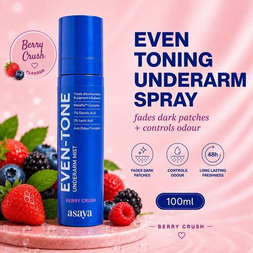 Asaya Even Tone Underarm Mist, Spray for Underarm Pigmentation Removal & Odour Control, Berry Crush 100 ml