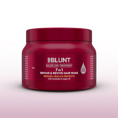 Bblunt 7 in 1 Repair & Revive Hair Mask for Upto 100% Damage Repair - 250 gm Addresses 7 Signs of Hair Damage | Enriched with Ceramides & Argan Oil