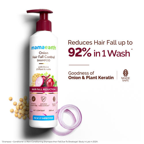 Mamaearth Onion Shampoo with Onion & Plant Keratin for Hair Fall Control - 250 ml