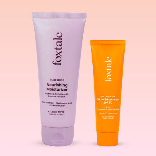 Foxtale Fresh Skin Combo (Nourishing Face Moisturizer-50 ml + Glow Sunscreen SPF 50 PA++++-30 ml) - Combo of 2
