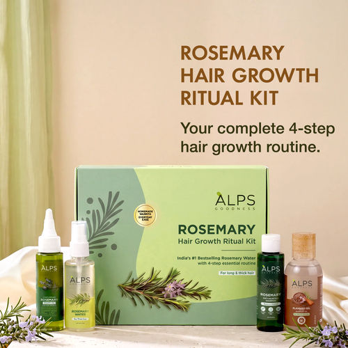 Alps Goodness Rosemary Hair Growth Ritual Kit | Powered With the Goodness of Rosemary & Flaxseed | 4 Rosemary Essential In One Routine | Promotes Fuller & Stronger Looking Hairs | Helps Prevent Hairfall | 100% Natural | Pack of 4