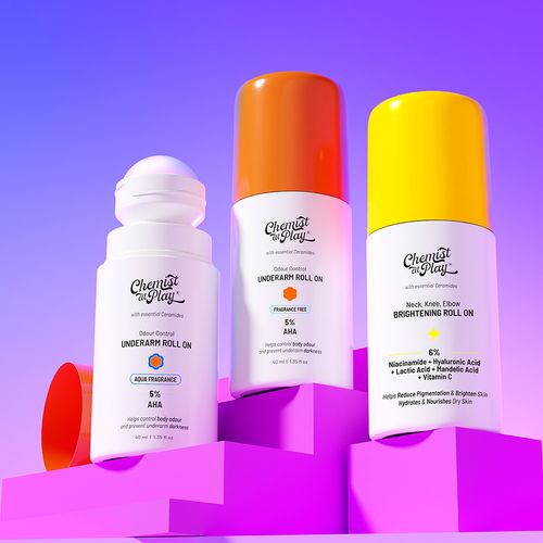 Chemist At Play Full Body Glow & Freshness Kit [UnderArm Aqua (40ml) + Neck Knee Elbow Roll On (40ml) + UnderArm Fragrance-Free (40ml)] Combo of 3