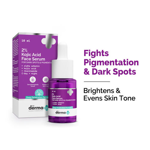 The Derma Co 2% Kojic Acid Face Serum | With 1% Alpha Arbutin & Niacinamide | Reduces Dark Spots, Pigmentation & Blemishes | For All Skin types | 10 ml