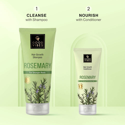 Good Vibes Rosemary Hair Growth Combo (Rosemary Rice Protein & Multi Peptide Hair Growth Shampoo-200 ml + Rosemary Rice Protein & Multi Peptide Hair Growth-100 ml) Conditioner Combo of 2